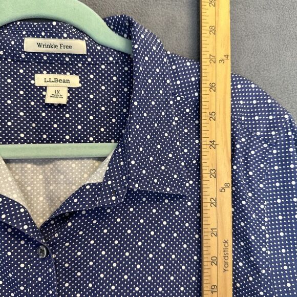 LL Bean Wrinkle Free Button Up Shirt Womens Plus Size 1X Blue Printed Office - Picture 7 of 9